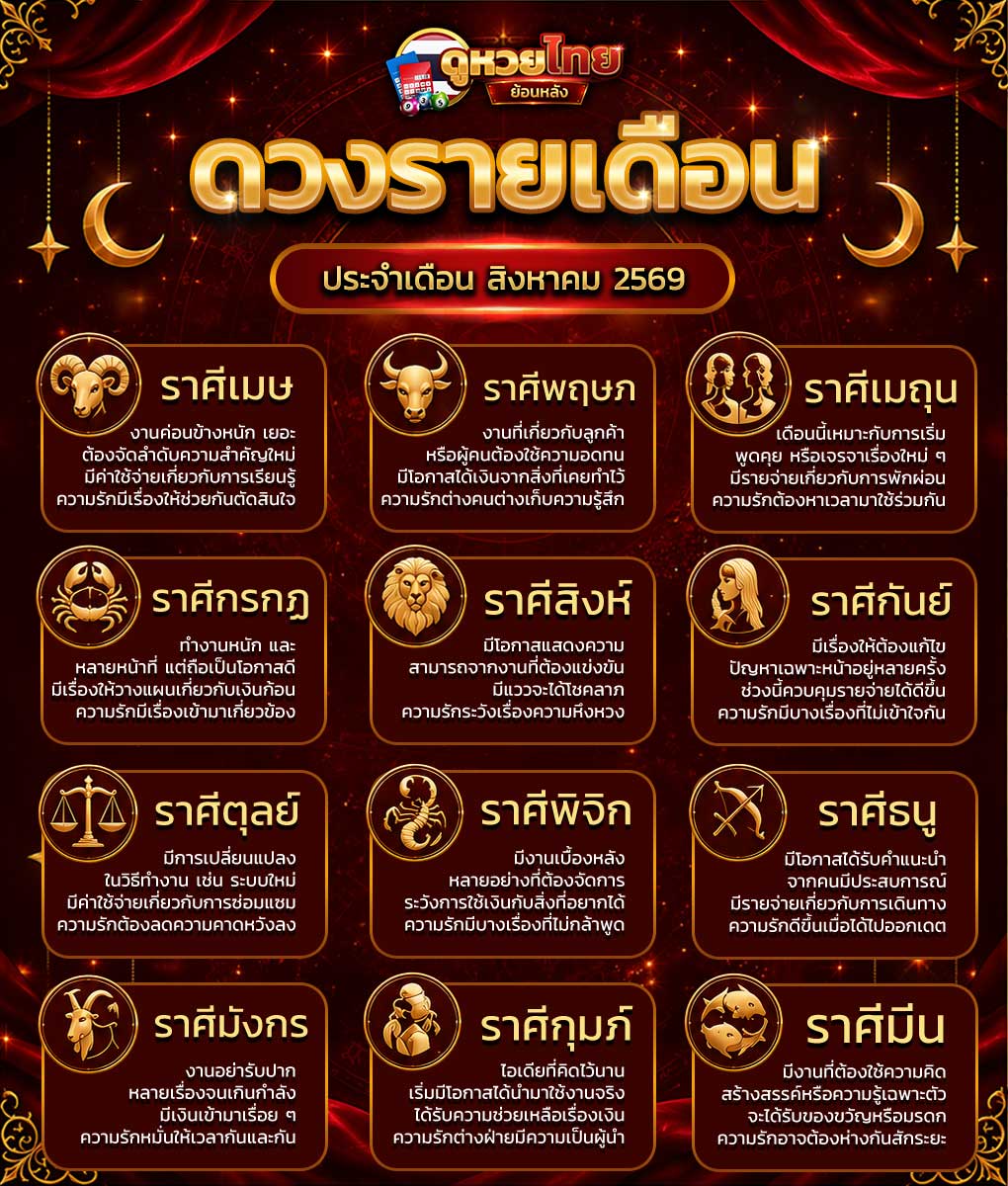 ดวงเดือนสิงหาคม 2569