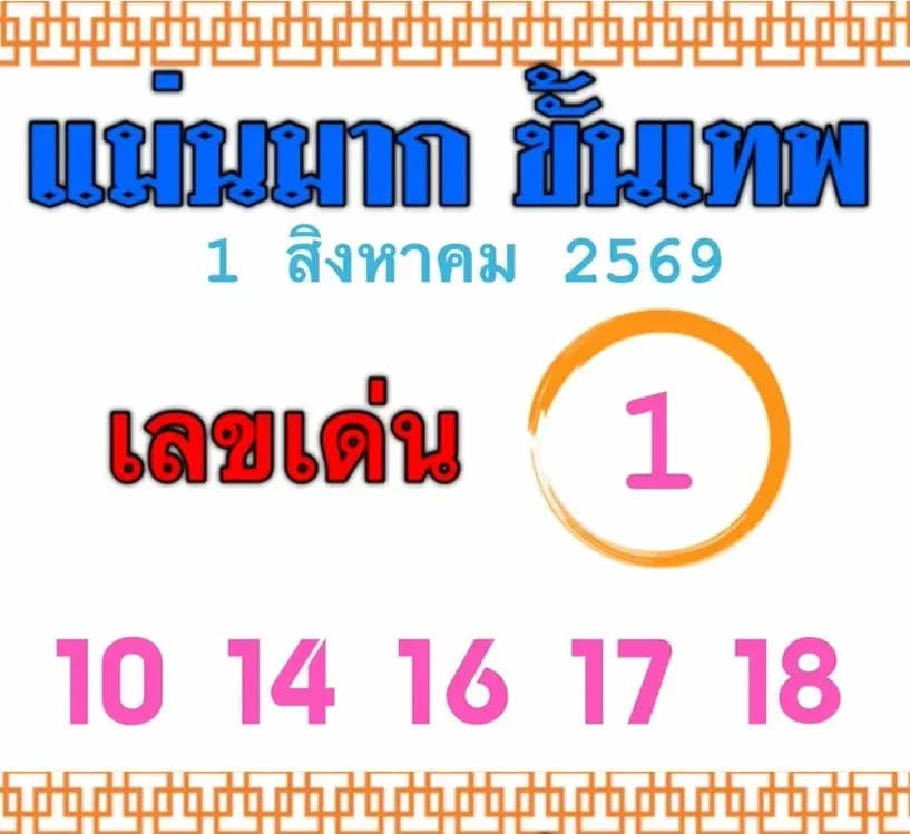 หวยแม่นมากขั้นเทพ 1/8/69