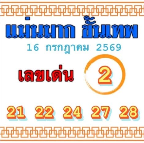 หวยแม่นมากขั้นเทพ 16/7/69