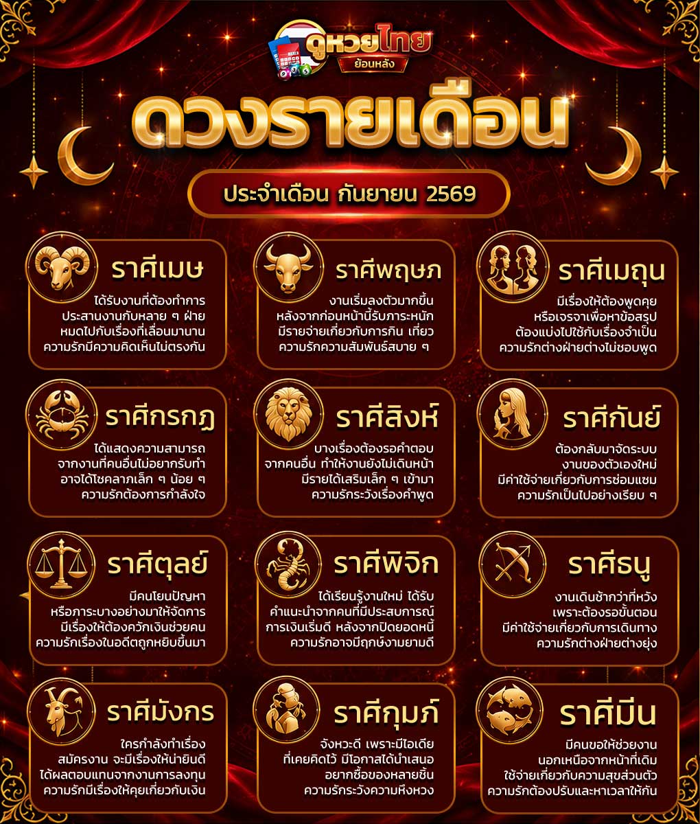 ดวงเดือนกันยายน 2569