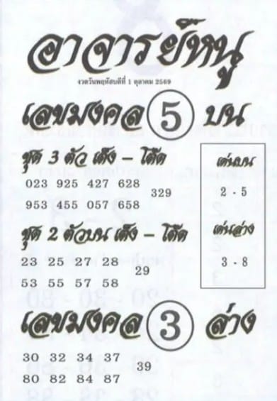 เลขอาจารย์หนู 1/10/69
