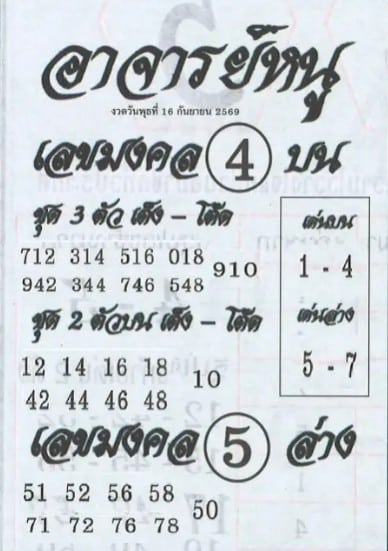 เลขอาจารย์หนู 16/9/69