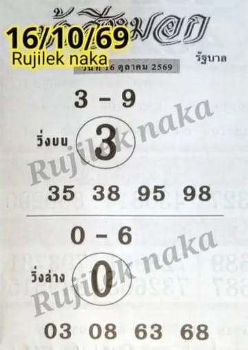 หวยม้าสีหมอก 16/10/69