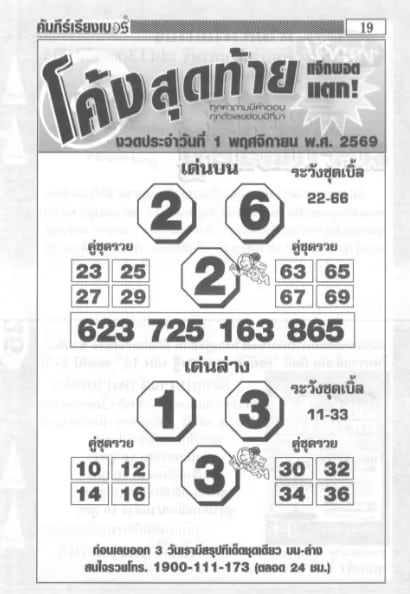 หวยโค้งสุดท้าย 1/11/69